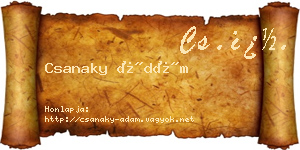 Csanaky Ádám névjegykártya